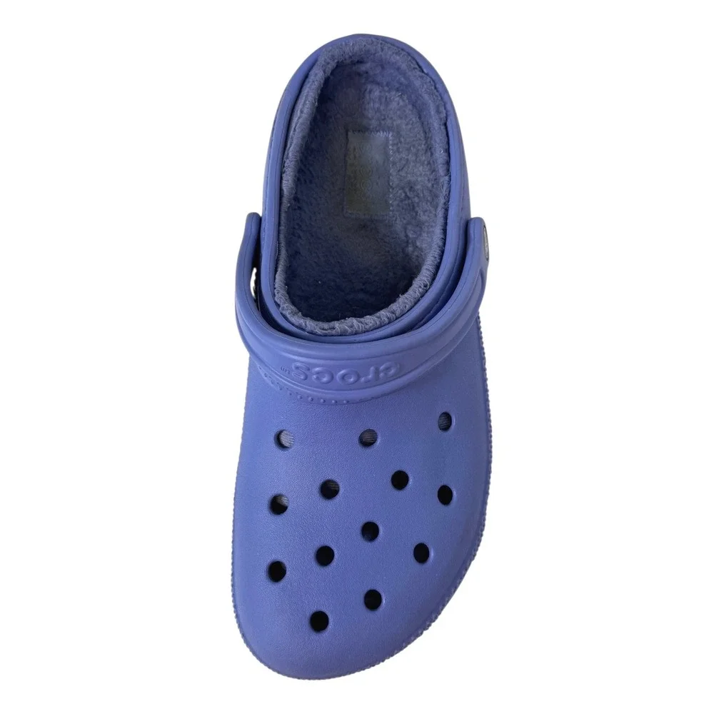 Crocs Classic Lined Clog Purple Blue Mens 9 Women 11 Faux Fur Warm Slip On Shoes